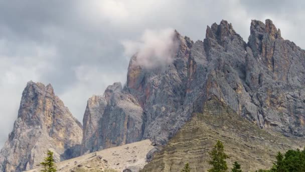 Timelapse Vídeo Das Dolomitas Alpes Italianos Com Montanha Furchetta — Vídeo de Stock