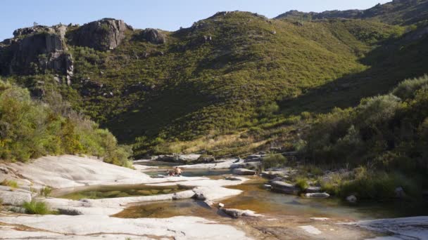 Portekiz Geres Ulusal Parkı Ndaki Muhteşem Şelale — Stok video