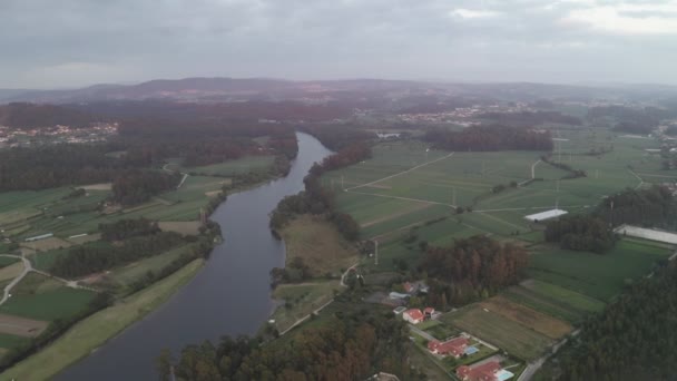 Esposende Fao Drone Vista Aérea Cidade Rio Cavado Pôr Sol — Vídeo de Stock