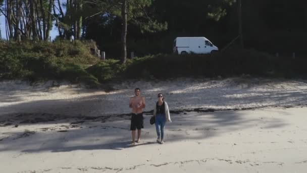 Insula Arousa Paradis Drone Aeriene Efect Zoom Peste Apa Turcoaz — Videoclip de stoc