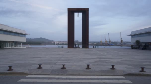 Patung Monumen Viana Castelo Pusat Kota Dekat Sungai Lima Portugal — Stok Video