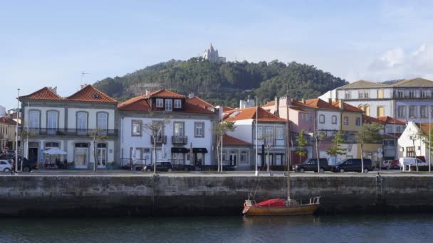 Viana Castelo Stadt Von Der Anderen Seite Des Flusses Aus — Stockvideo