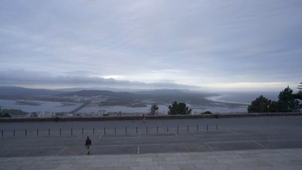 Veduta Della Città Viana Castelo Dal Santuario Santa Luzia Portogallo — Video Stock