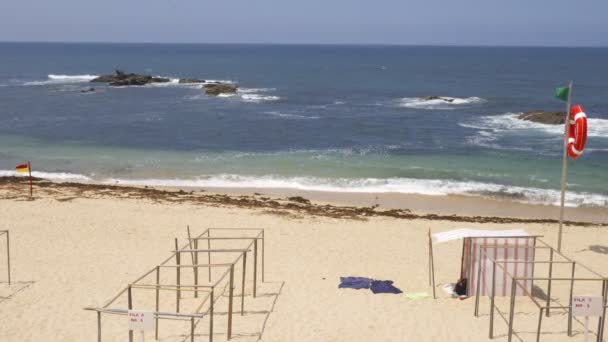 Praia Vila Cha Com Vento Ondas Portugal — Vídeo de Stock