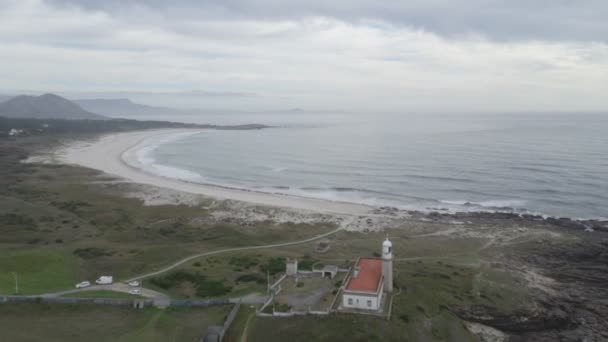 Punta Larino Deniz Feneri Insansız Hava Aracı Spanya Nın Kuzey — Stok video