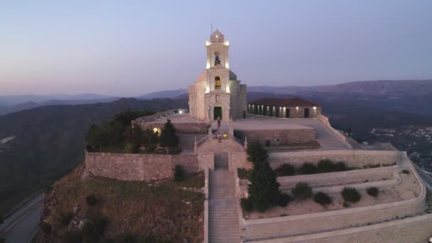 Senhora Graca Iglesia Drone Vista Aérea Mondim Basto Paisaje Atardecer — Vídeo de stock