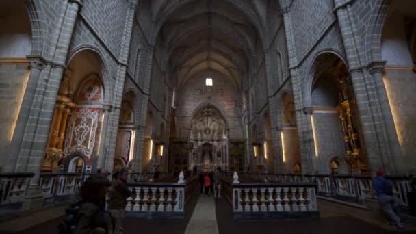 Evora Church Sao Francisco Saint Francis Interior Alentejo Portugal — Stock Video