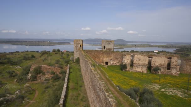 Castillo Mourao Embalse Presa Alqueva Alentejo Portugal — Vídeos de Stock