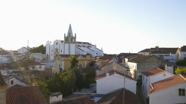 Sao Vicente Church Abrantes Sunset Portugal — Stock Video