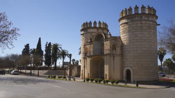 Puerta Palmas Ingresso Badajoz Spagna — Video Stock