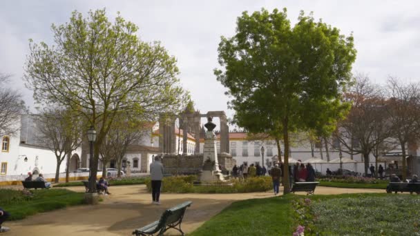 Park Publiczny Świątyni Evora Templo Diana Alentejo Portugalia — Wideo stockowe