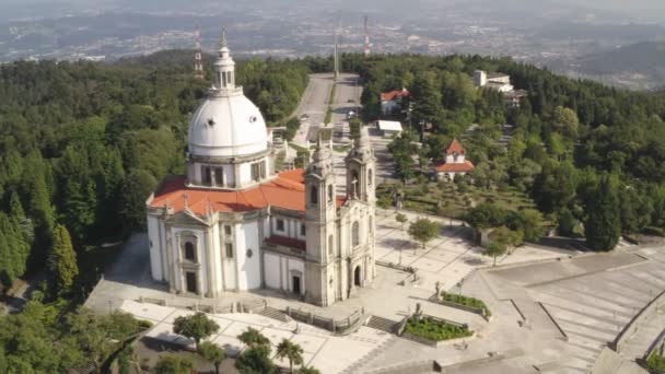 Santuario Sameiro Sanctuary Drone Luchtfoto Braga Portugal — Stockvideo
