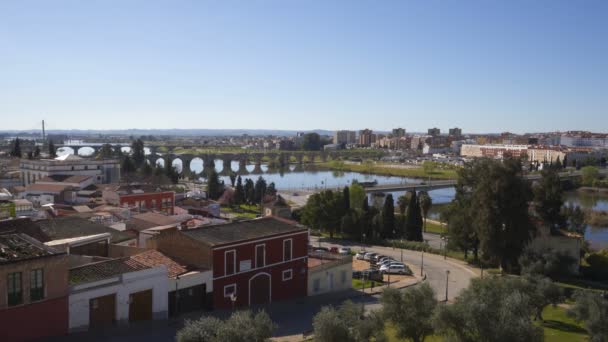 Badajoz Vista Cidade Castelo Espanha — Vídeo de Stock