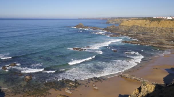 Παραλία Praia Dos Machados Στην Costa Vicentina Πορτογαλία — Αρχείο Βίντεο