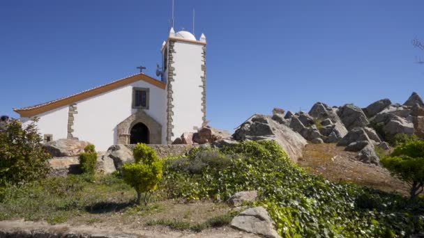 Eglise Espirito Santo Marvao Milieu Beau Paysage Des Murs Ville — Video