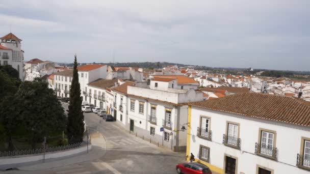 Uitzicht Evora Centrum Straat Alentejo Portugal — Stockvideo