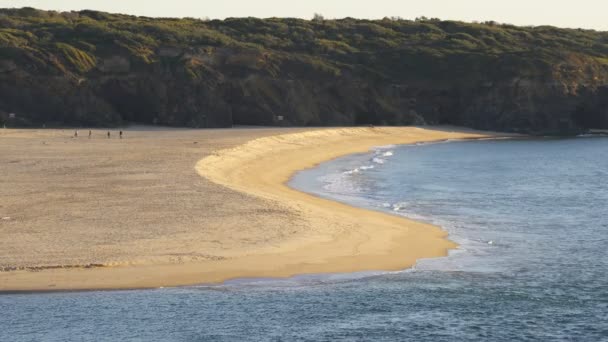 Вид Пляж Вила Нова Мила Река Мира Португалии — стоковое видео