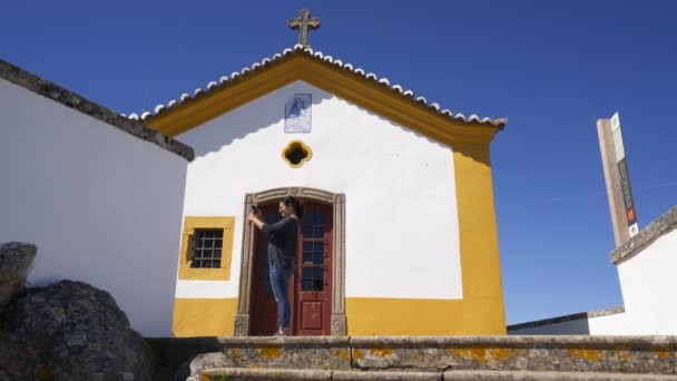 葡萄牙卡斯特洛德维德Serra Sao Mamede山Ermida Nossa Senhora Penha — 图库视频影像