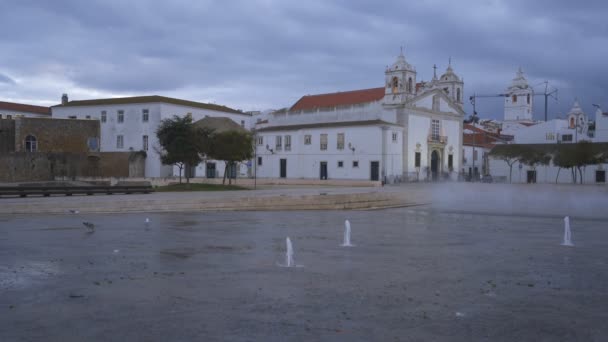 Lagos Plaza Med Igreja Santo Antonio Kyrka Lagos Portugal — Stockvideo