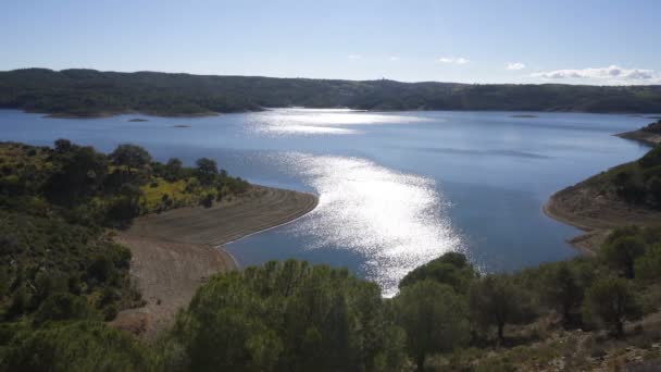 葡萄牙Alentejo的Barragem Odeleite Dam水库 — 图库视频影像