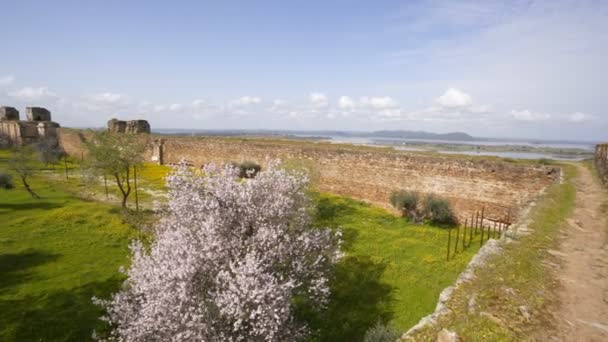 Burg Mourao Und Stausee Alqueva Alentejo Portugal — Stockvideo