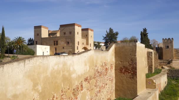 Badajoz Slott Utsikt Spanien — Stockvideo