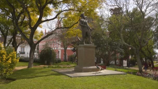 葡萄牙埃武拉的公共花园 一只孔雀经过 — 图库视频影像