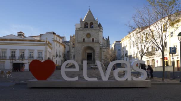 Ich Liebe Elvas Praca Republica Plaza Alentejo Portugal — Stockvideo
