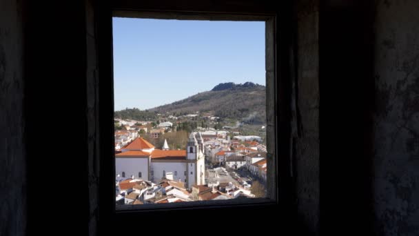 Uitzicht Castelo Vide Door Het Raam Van Het Kasteel Portugal — Stockvideo