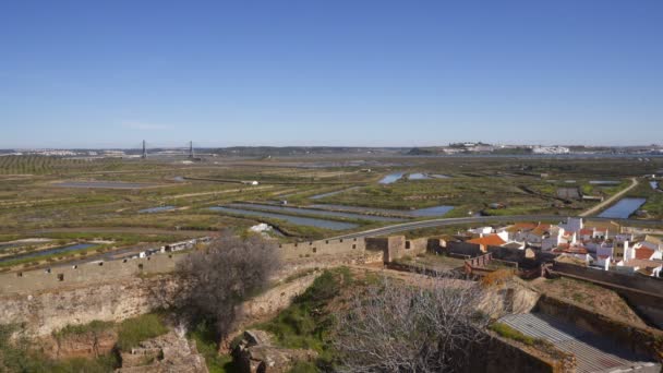 Portekiz Algarve Deki Kaleden Castro Marim Saline Görüntüsü — Stok video