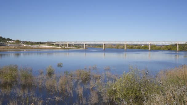 葡萄牙的Abrantes City View River Guadiana — 图库视频影像