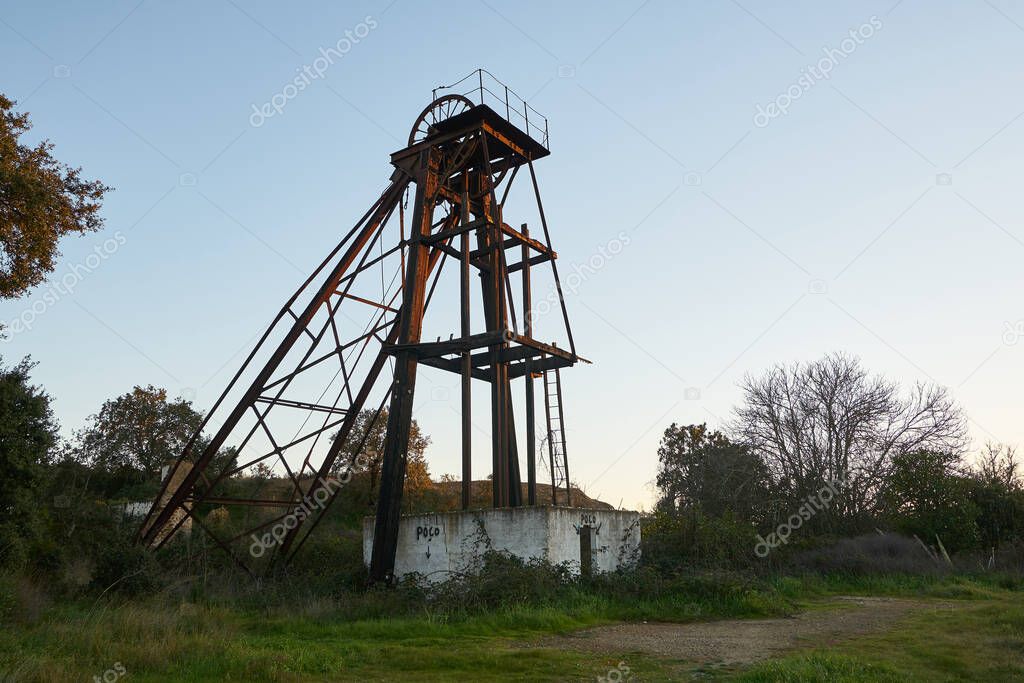 Abandoned ruin mine structure in Mina de Sao Domingos, Portugal