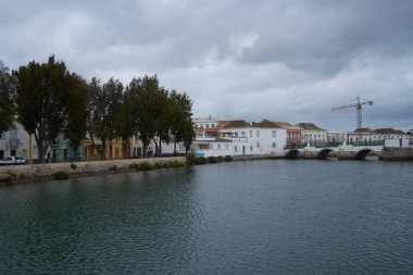 Tavira city view with river gilao in Algarve, Portugal clipart