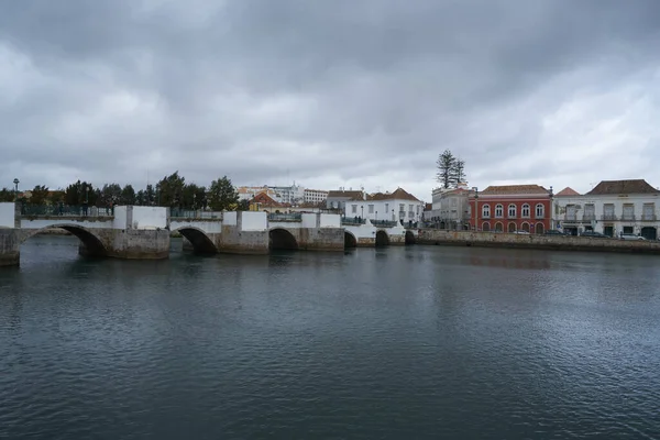 Pohled Město Tavira Říčním Gilaem Algarve Portugalsko — Stock fotografie