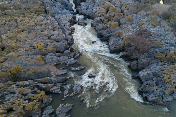 Pulo Lobo Vista Aérea Drone Cascada Con Guadiana Río Hermoso — Foto de Stock