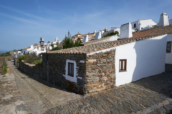 Monsaraz Pueblo Calle Con Casas Blancas Alentejo Portugal — Foto de Stock