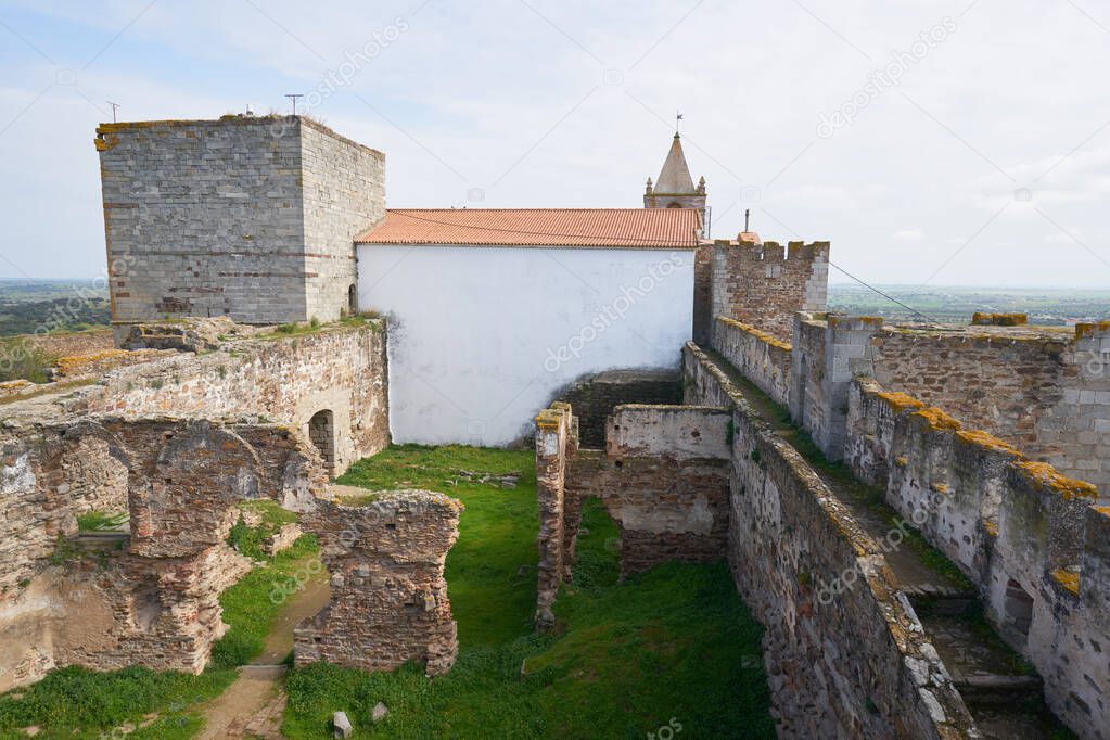 Mourao castle ruin interior historic building in Alentejo, Portugal