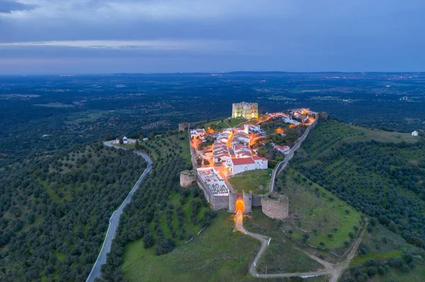 Evoramonte Drone Aerial View Village Castle Sunset Alentejo Portugal — Stock Photo, Image