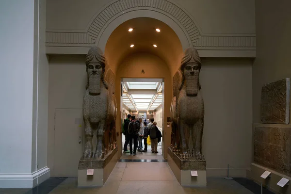 Британський Музей Туристами Лондоні Англія — стокове фото