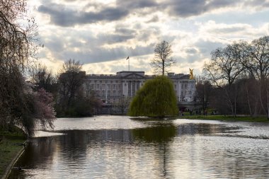 Buckingham Sarayı ve Londra, İngiltere 'deki St. James Parkı