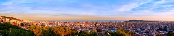 Panorama Barcelona City Sunset Spain — Stock Photo, Image