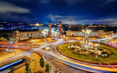 Placa d 'Espanya gece Barcelona' da