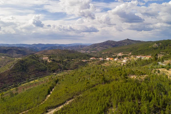 Vila Rei Insansız Hava Aracı Portekiz Yeşil Sarı Ağaçlı Güzel — Stok fotoğraf