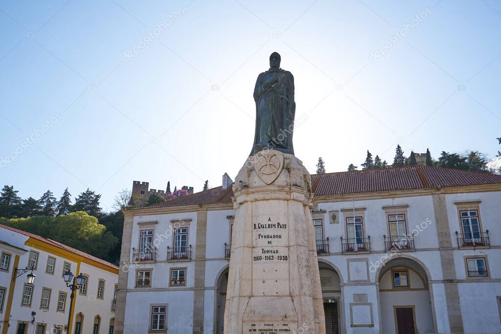 Statue in Praca da Republica in Tomar, Portugal