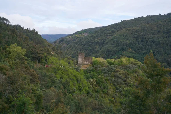 Lousa Kasteel Drone Luchtfoto Uitzicht Het Berglandschap Portugal — Stockfoto