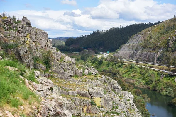 Penacova Paisaje Drone Vista Aérea Desde Montaña Portugal — Foto de Stock