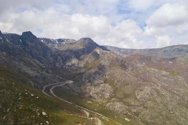 Aerial Drone View Landscape Vale Glaciar Zezere Valley Serra Estrela — Stock Fotó