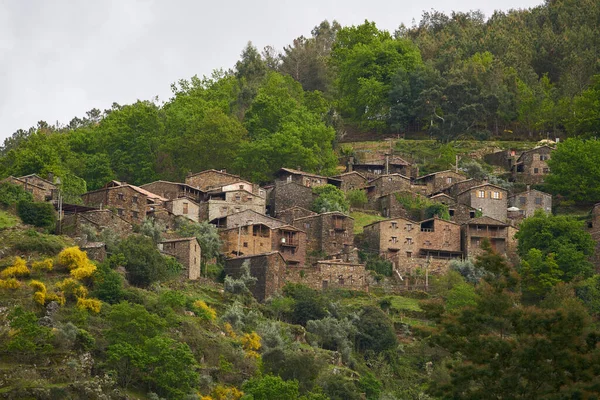 Vista Del Pueblo Esquisto Talasnal Desde Montaña Lousa Portugal —  Fotos de Stock
