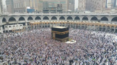  Muslim pilgrims from all over the world gathered to perform Umrah or Hajj at the Haram Mosque in Mecca, Saudi Arabia clipart