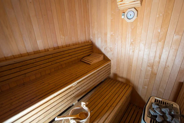 Luxuoso interior villa, sauna — Fotografia de Stock